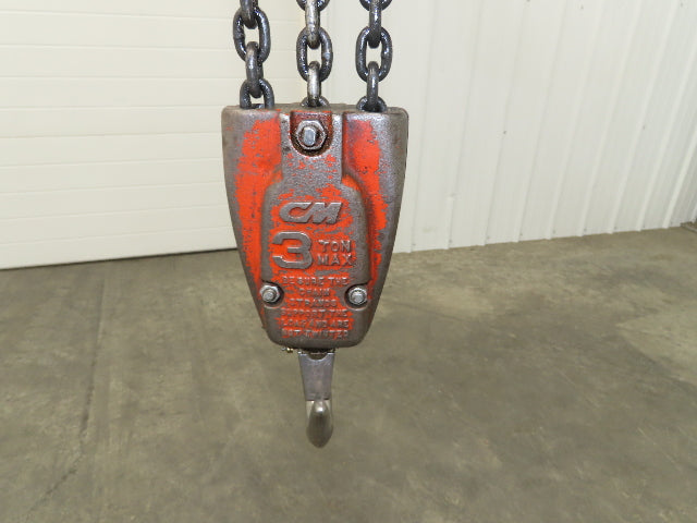 CM Lodestar RRT 3 Ton Electric Chain Hoist 11 FPM 14' Lift Motor Driven Trolley