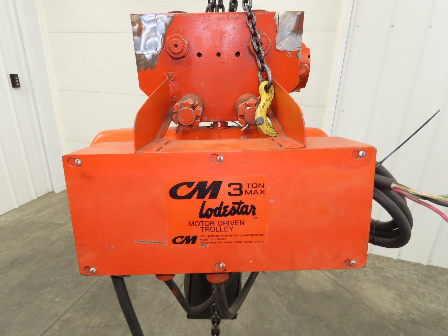 CM Lodestar RRT 3 Ton Electric Chain Hoist 11 FPM 14' Lift Motor Driven Trolley