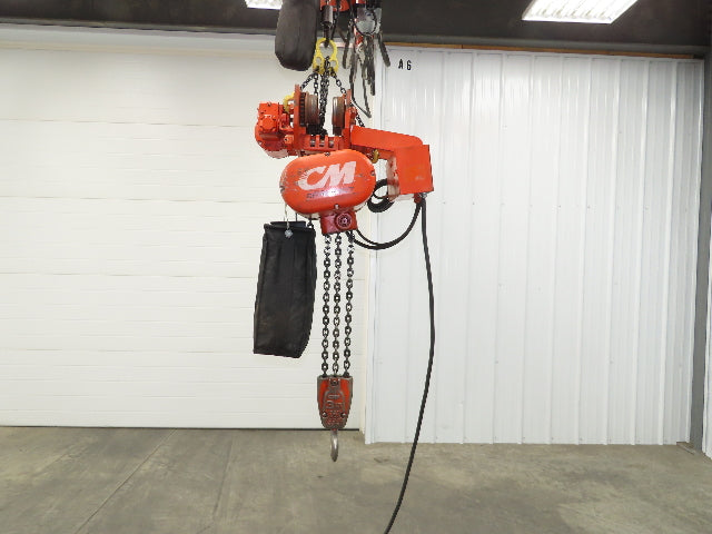CM Lodestar RRT 3 Ton Electric Chain Hoist 11 FPM 14' Lift Motor Driven Trolley