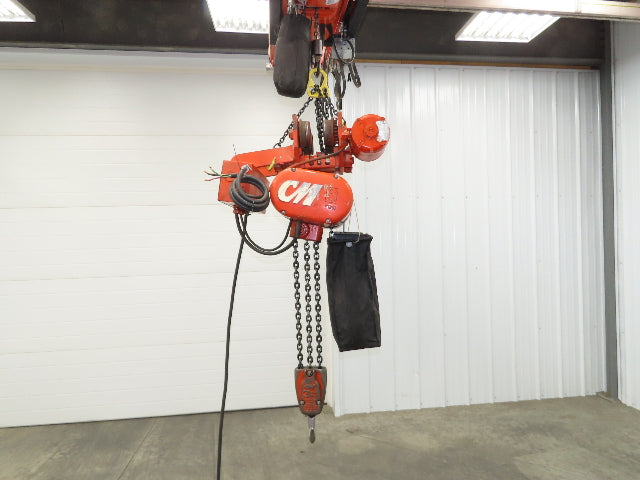 CM Lodestar RRT 3 Ton Electric Chain Hoist 11 FPM 14' Lift Motor Driven Trolley