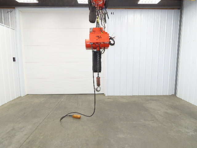 CM Lodestar RRT 3 Ton Electric Chain Hoist 11 FPM 14' Lift Motor Driven Trolley