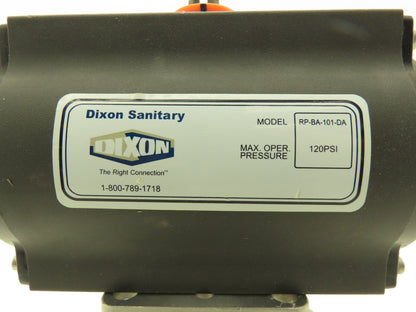 Dixon RP-BA-101-DA Pneumatic Actuated 2" CF8M 3 Way Stainless Ball Valve 800 WOG