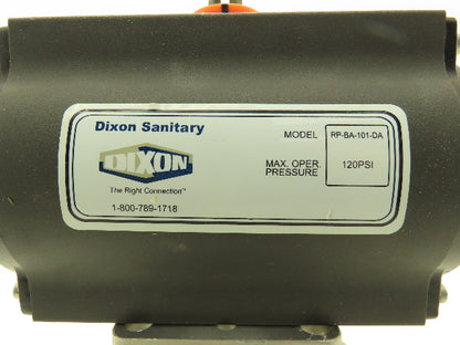 Dixon RP-BA-101-DA Pneumatic Actuated 2" CF8M 3 Way Stainless Ball Valve 800 WOG
