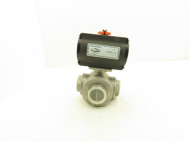Dixon RP-BA-101-DA Pneumatic Actuated 2" CF8M 3 Way Stainless Ball Valve 800 WOG