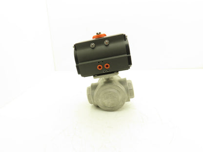 Dixon RP-BA-101-DA Pneumatic Actuated 2" CF8M 3 Way Stainless Ball Valve 800 WOG