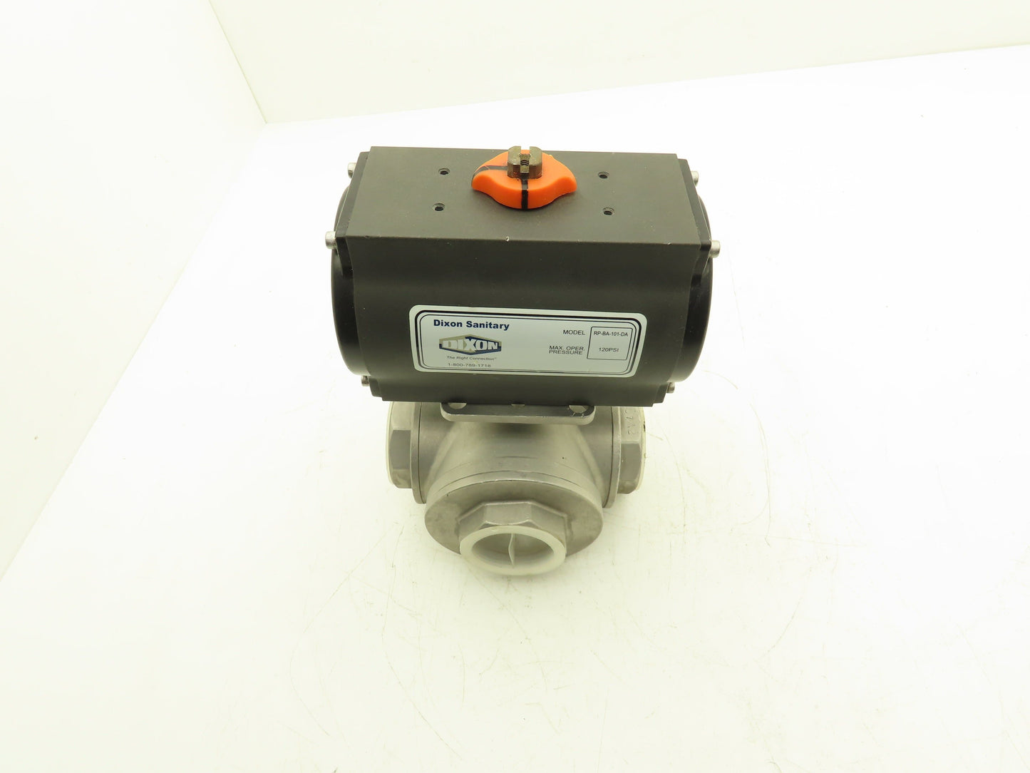 Dixon RP-BA-101-DA Pneumatic Actuated 2" CF8M 3 Way Stainless Ball Valve 800 WOG