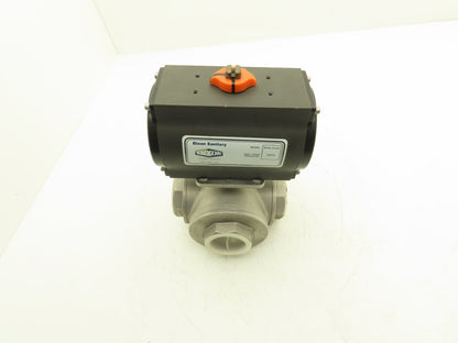 Dixon RP-BA-101-DA Pneumatic Actuated 2" CF8M 3 Way Stainless Ball Valve 800 WOG