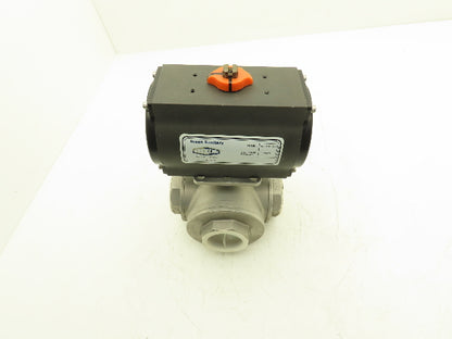 Dixon RP-BA-101-DA Pneumatic Actuated 2" CF8M 3 Way Stainless Ball Valve 800 WOG