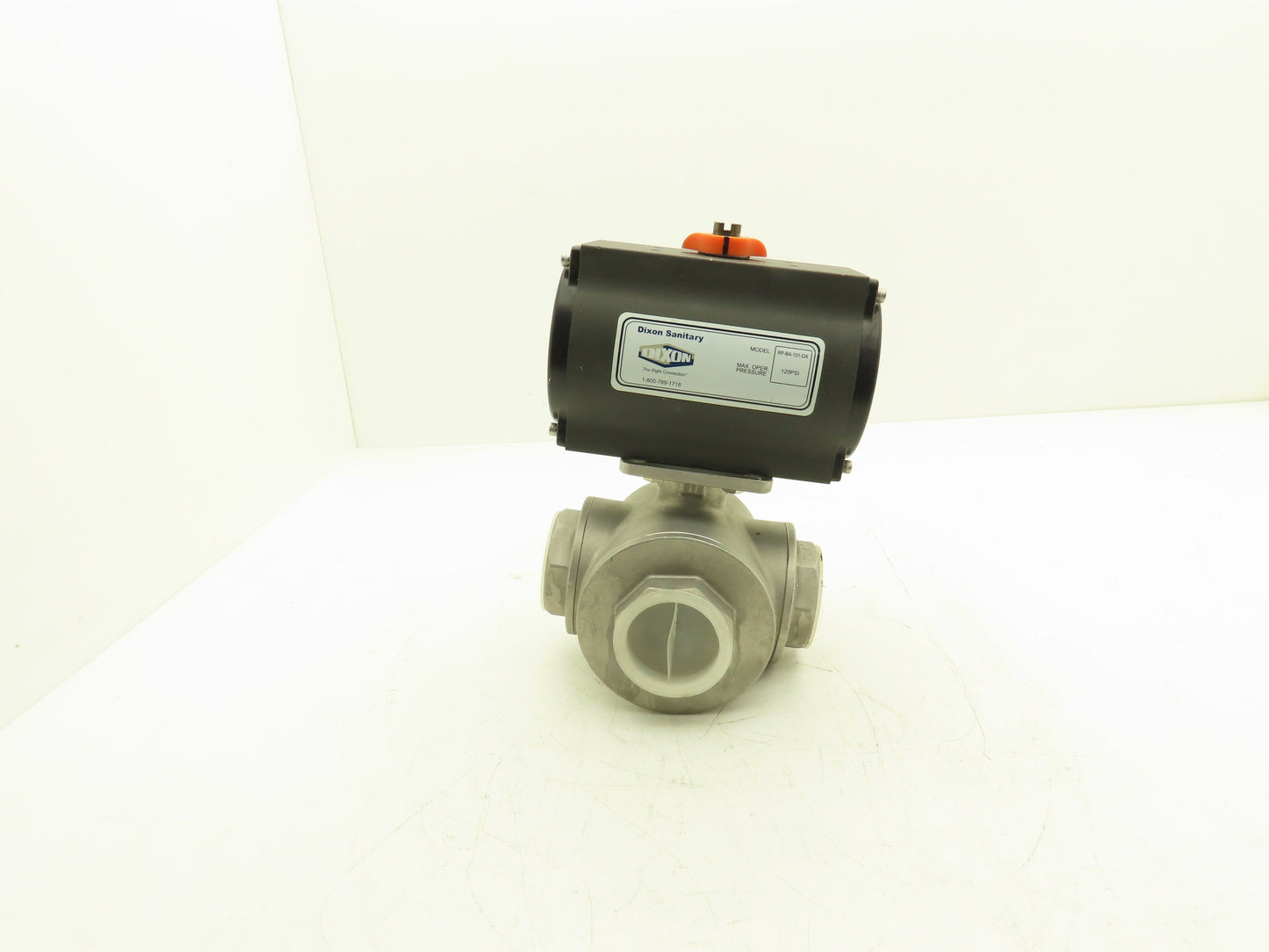 Dixon RP-BA-101-DA Pneumatic Actuated 2" CF8M 3 Way Stainless Ball Valve 800 WOG