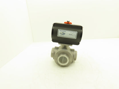 Dixon RP-BA-101-DA Pneumatic Actuated 2" CF8M 3 Way Stainless Ball Valve 800 WOG