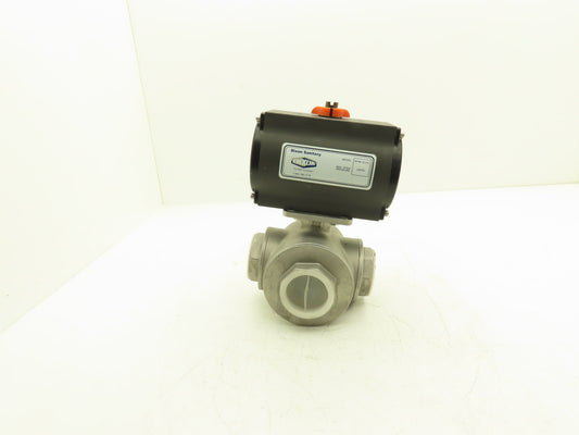 Dixon RP-BA-101-DA Pneumatic Actuated 2" CF8M 3 Way Stainless Ball Valve 800 WOG