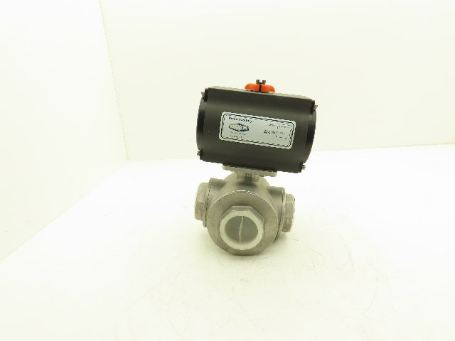 Dixon RP-BA-101-DA Pneumatic Actuated 2" CF8M 3 Way Stainless Ball Valve 800 WOG