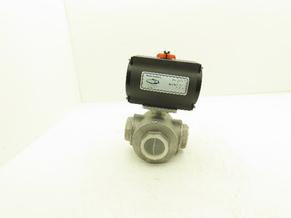 Dixon RP-BA-101-DA Pneumatic Actuated 2" CF8M 3 Way Stainless Ball Valve 800 WOG