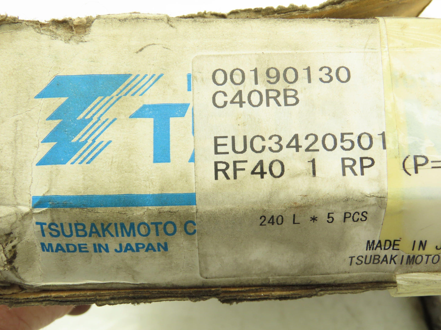 Tsubaki #40 Flat Roller Chain Riveted 10' Length Lot of 2