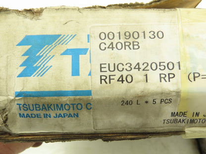 Tsubaki #40 Flat Roller Chain Riveted 10' Length Lot of 2