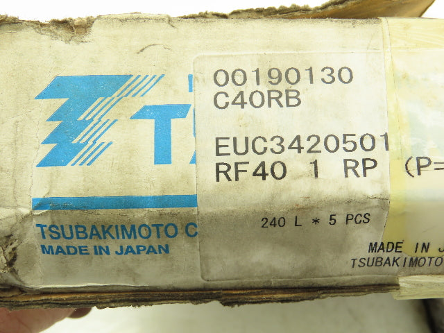 Tsubaki #40 Flat Roller Chain Riveted 10' Length Lot of 2