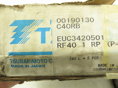 Tsubaki #40 Flat Roller Chain Riveted 10' Length Lot of 2