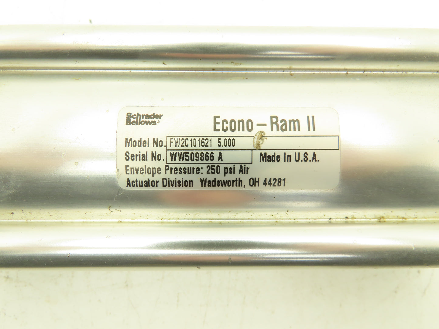 Schrader Bellows FW2C101621 Pneumatic Air Cylinder 2.5" Bore 5" Stroke Econo Ram
