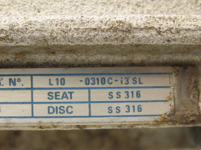 Velan L10-0310C-13SL 3" Stainless Knife Gate Valve 316SS Rising Stem Lug Style