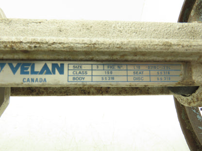 Velan L10-0310C-13SL 3" Stainless Knife Gate Valve 316SS Rising Stem Lug Style