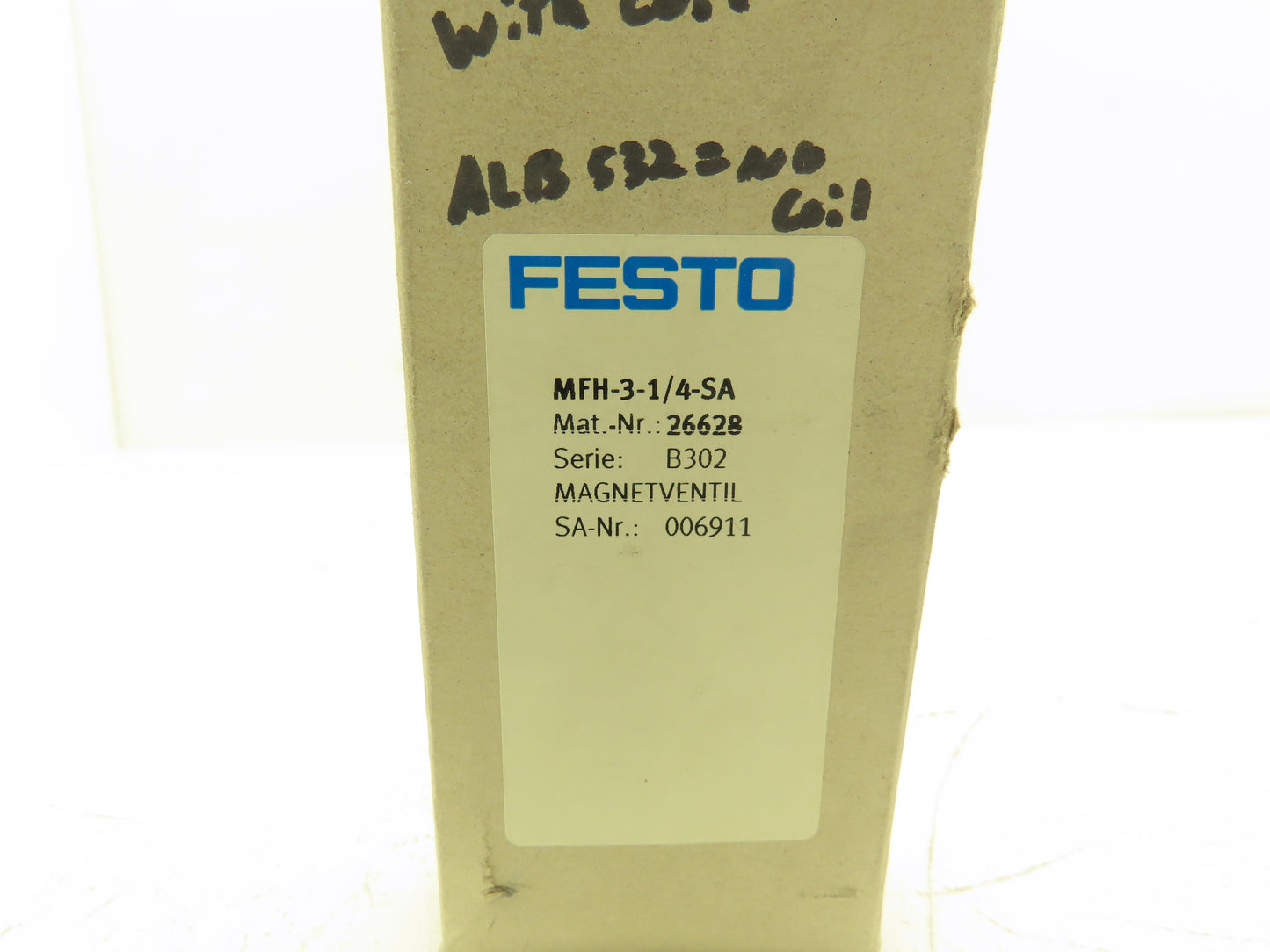 Festo 26628 MFH-3-1/4-SA Solenoid Valve 3 Way 2 Pos 145 PSI 1/4"NPT NC 24VDC