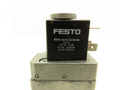 Festo 26628 MFH-3-1/4-SA Solenoid Valve 3 Way 2 Pos 145 PSI 1/4"NPT NC 24VDC