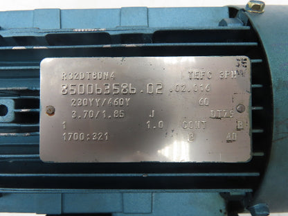 Sew-Eurodrive R32DT80N4 Inline Gearmotor 5.3:1 Reducer 321rpm 1Hp 230/460V