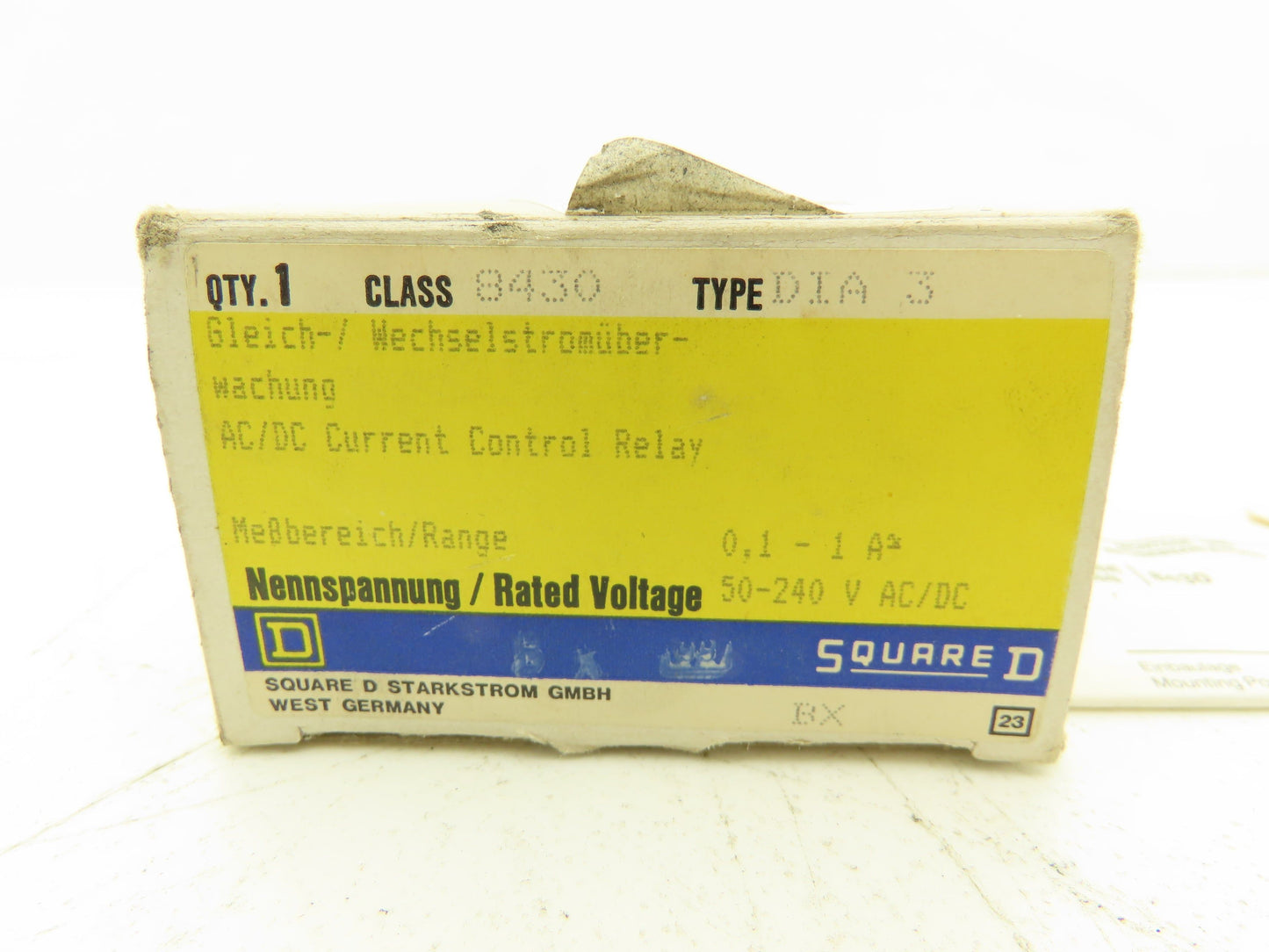 Square D 8430-DIA3 Current Control Relay DIA 3 SER B 50-240V AC Or DC 1A