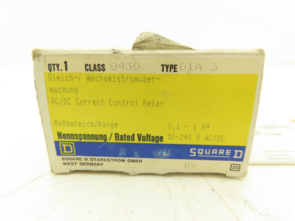 Square D 8430-DIA3 Current Control Relay DIA 3 SER B 50-240V AC Or DC 1A