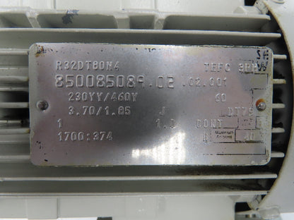 Sew-Eurodrive R32DT80N4 Inline Gearmotor 4.5:1 Reducer 374rpm 1Hp 230/460V 3PH