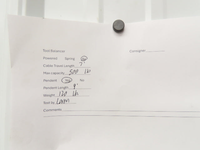 Knight KBC500-080 Pneumatic Chain Air Balancer 500Lb 80" Travel w/Pendant