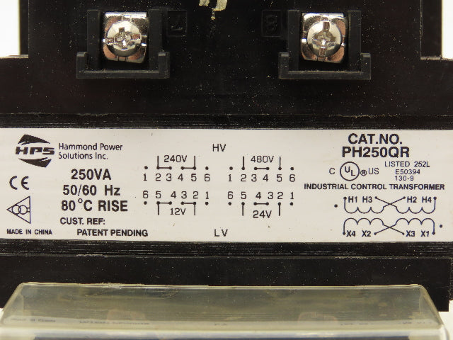 HPS PH250QR Stepdown Power Transformer .24kVA 1Ph HV 240/480 LV 12/24 60Hz
