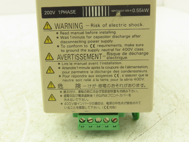 Omron 3G3MV-AB004 Sysdrive VFD Inverter AC Drive .55Kw 240V 1PH In 3PH Out