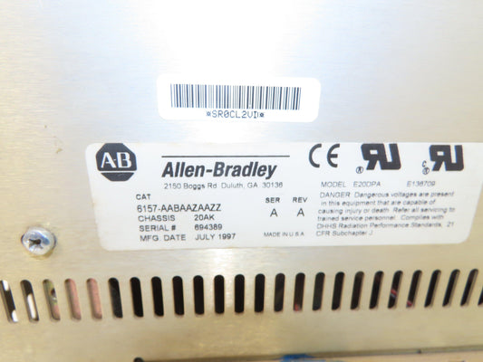 Allen Bradley 6157-AABAAZAAZZ Monitor Screen CRT Display Ser A Rev A