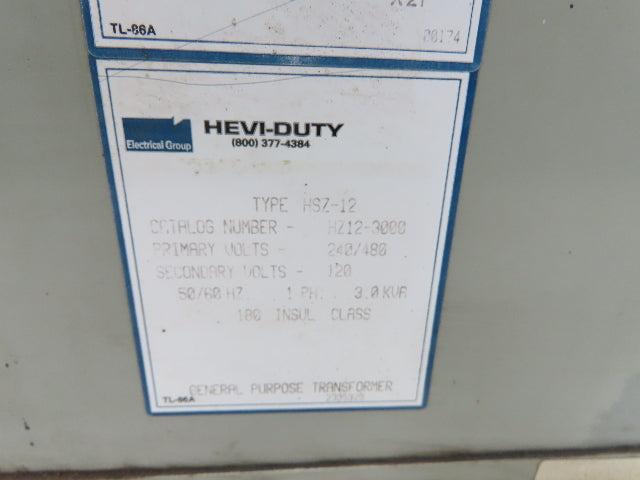 Sola Hevi-Duty HZ12-3000 Step-Down Transformer 3Kva 240/480V to 120V 1PH
