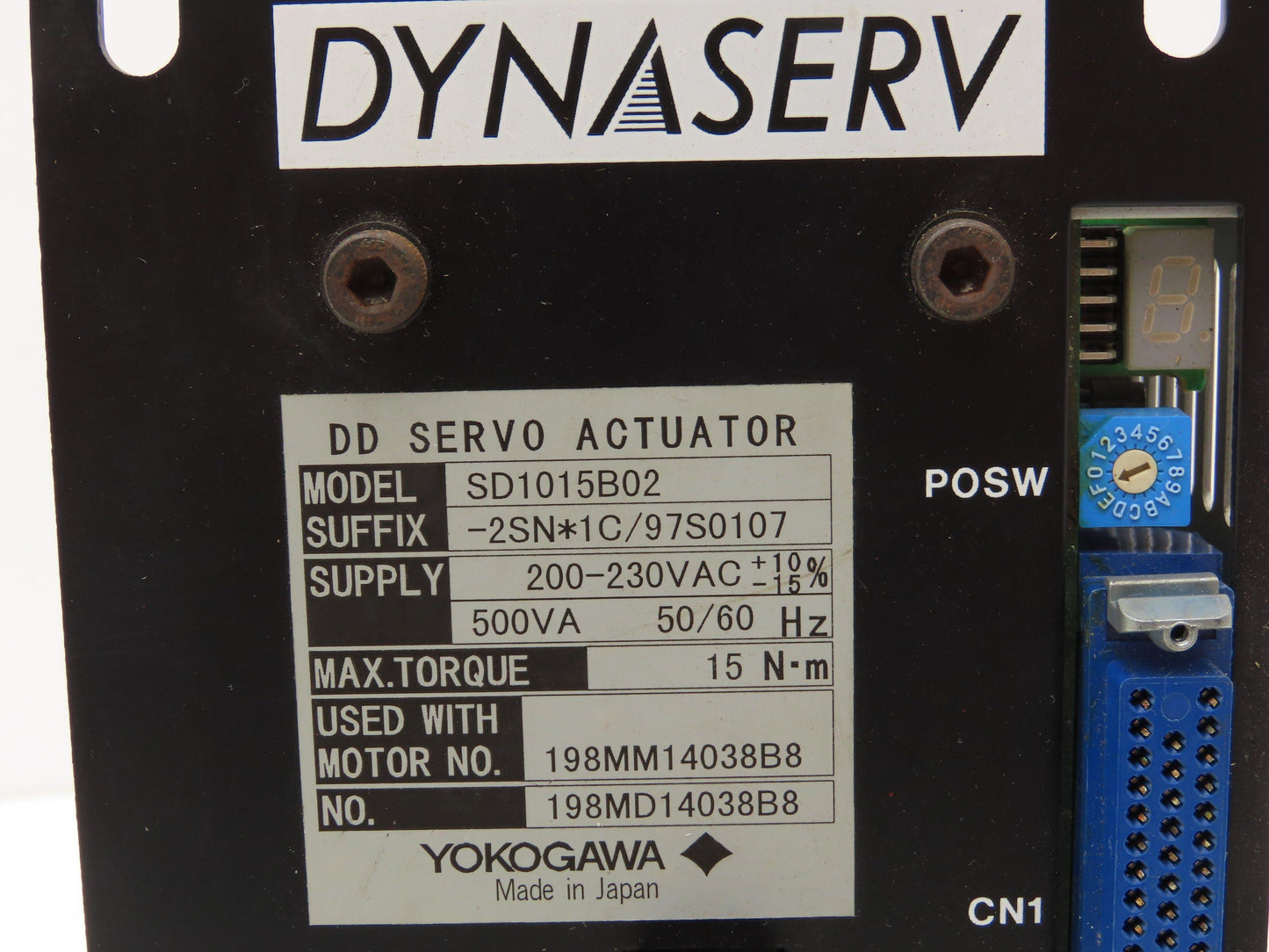 Yokogawa SD1015B02-2SN*1C/97S0107 Dynaserv DD Servo Actuator Drive 1Ph 230V In