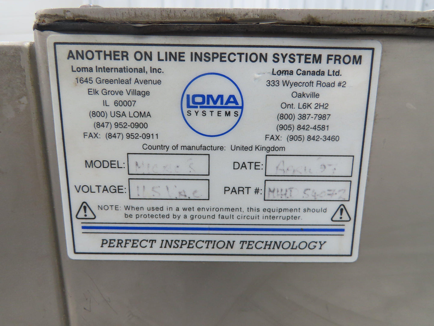 Loma Systems Superscan Micro ISC Metal Detector 4"x 9" Aperture *Missing Board*