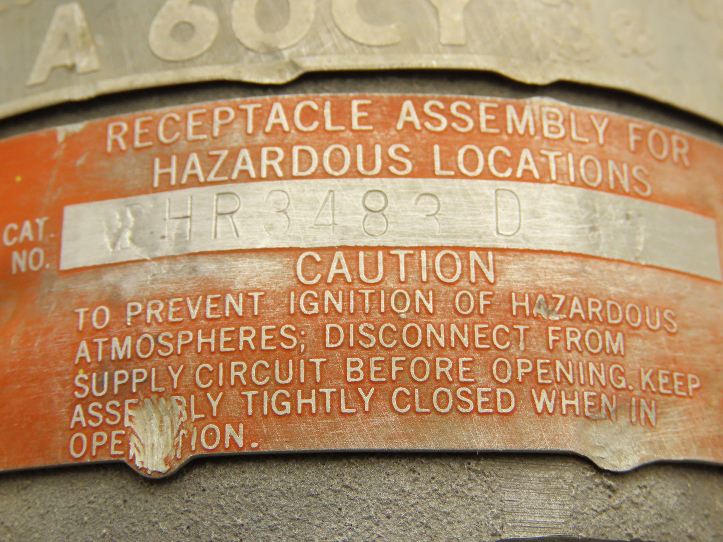 Crouse-Hinds HR3483D Female Receptacle 30A 3W 4P 480VAC Explosion Proof *READ*