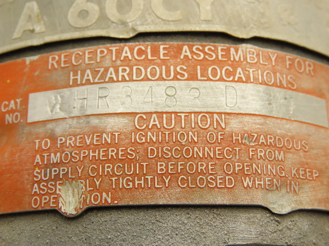 Crouse-Hinds HR3483D Female Receptacle 30A 3W 4P 480VAC Explosion Proof *READ*