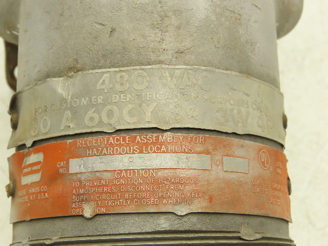 Crouse-Hinds HR3483D Female Receptacle 30A 3W 4P 480VAC Explosion Proof *READ*