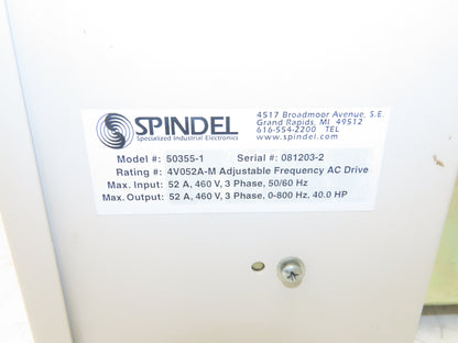 Spindel 50355-1 Adjustable Frequency AC Drive 3Ph 460V In 40Hp 460v 52A 800Hz