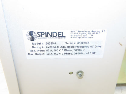 Spindel 50355-1 Adjustable Frequency AC Drive 3Ph 460V In 40Hp 460v 52A 800Hz