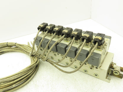 SMC VQ7-6-FG-D-3Z Double Solenoid Valve 7-Station Manifold Assy 5/2-way 24VDC