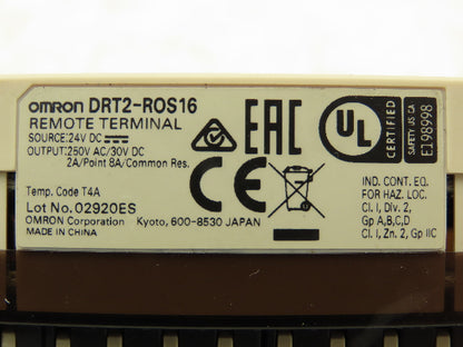 Omron DRT2-ROS16 DeviceNet Remote I/O Terminal with Relay Outputs 24VDC
