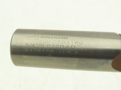 Onsrud AMC704160 Corner Radius Carbide Endmill 3/4"x1-5/8" 3-Flute
