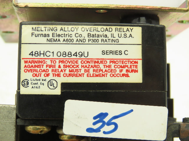 Furnas 48HC108849U Motor Starter Overload Relay 3-Pole H-44 Heaters