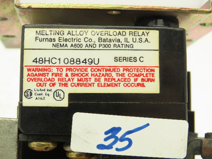 Furnas 48HC108849U Motor Starter Overload Relay 3-Pole H-44 Heaters