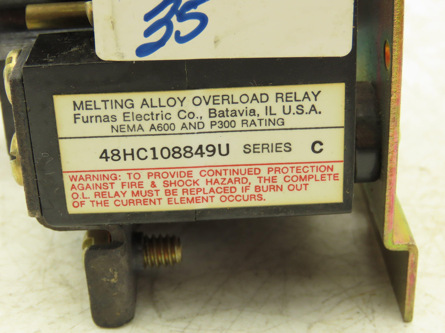 Furnas 48HC108849U Motor Starter Overload Relay 3-Pole -No Heaters