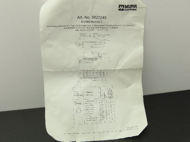 Murr Elektronik 3827245 8-Way M8 Connector Sensor Distribution Box 10M Cable