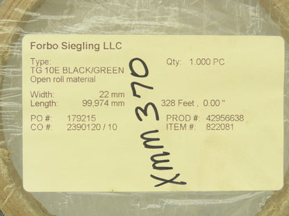 Forbo Siegling TG 10E Flat Conveyor Belt 22mm x 328' Green Fabric Machine Tape